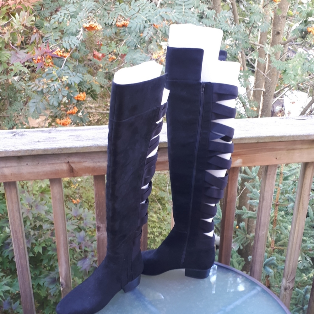 Nine west over the knee boots with elastic straps